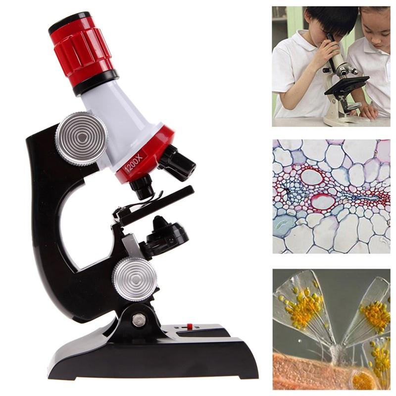 New Microscope Kit Lab LED 100X-1200X Home School Educational Toy Gift Biological Microscope For Kids Child