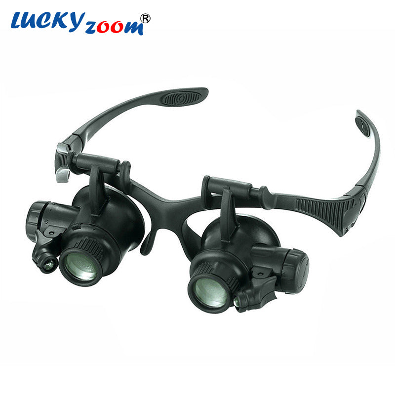 Headband 10X 15X 20X 25X LED Light Glasses Magnifier Watchmaker Jewelry Optical Lens Glass Magnifier Loupe Free Shipping
