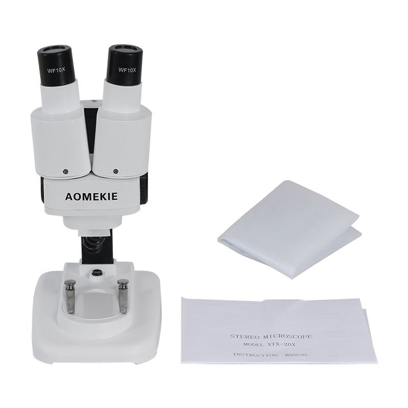 AOMEKIE 20X Binocular Stereo Microscope LED PCB Soldering Tool Mobile Phone Repair Slides Mineral Watching Microscope Kids Gift
