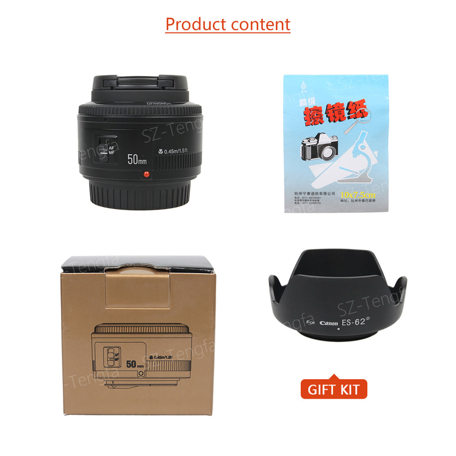 YONGNUO YN 50mm Lens fixed focus lens EF 50mm F/1.8 AF/MF lense Large Aperture Auto Focus Lens For Canon DSLR Camera