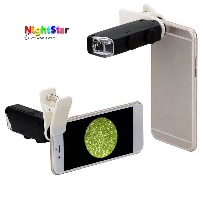60X-100X Optical Zoom Mobile Phone LED Microscope Lens with Universal Clamp