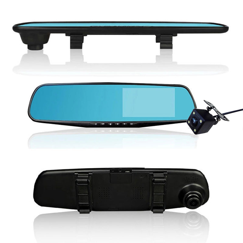 E-ACE Full HD 1080P Car Dvr Camera Auto 4.3 Inch Rearview Mirror Digital Video Recorder Dual Lens Registratory Camcorder