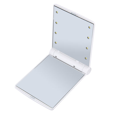 1pc Women Foldable Makeup Mirrors Lady Cosmetic Hand Folding Portable Compact Pocket Mirror 8 LED Lights Lamps Drop Shipping