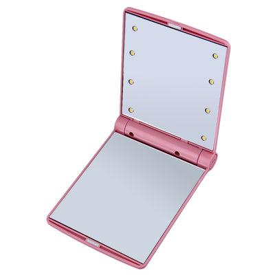 1pc Women Foldable Makeup Mirrors Lady Cosmetic Hand Folding Portable Compact Pocket Mirror 8 LED Lights Lamps Drop Shipping