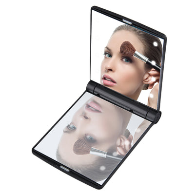 1pc Women Foldable Makeup Mirrors Lady Cosmetic Hand Folding Portable Compact Pocket Mirror 8 LED Lights Lamps Drop Shipping