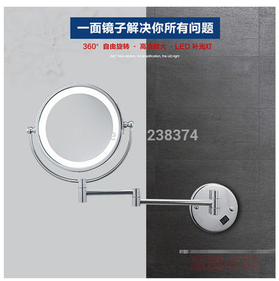 AFSEL 8.5 Inch LED Cosmetic Mirror Double Sides 5X/10X  Zoom Wall Mounted Mirror Chrome Bathroom 100-240AC Global universal
