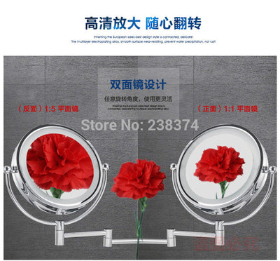 AFSEL 8.5 Inch LED Cosmetic Mirror Double Sides 5X/10X  Zoom Wall Mounted Mirror Chrome Bathroom 100-240AC Global universal
