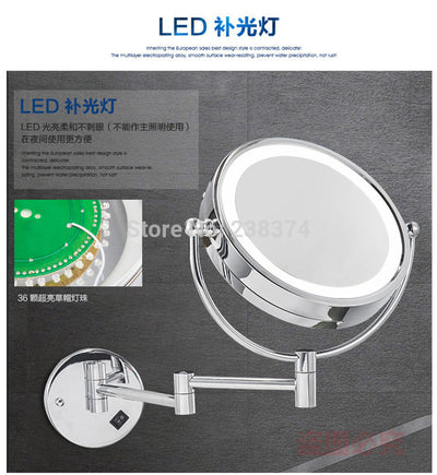 AFSEL 8.5 Inch LED Cosmetic Mirror Double Sides 5X/10X  Zoom Wall Mounted Mirror Chrome Bathroom 100-240AC Global universal