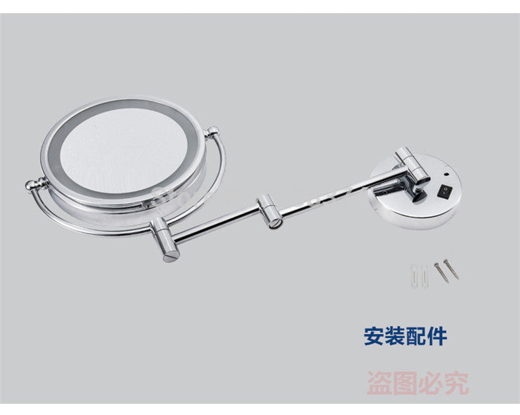 AFSEL 8.5 Inch LED Cosmetic Mirror Double Sides 5X/10X  Zoom Wall Mounted Mirror Chrome Bathroom 100-240AC Global universal