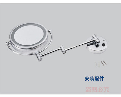 AFSEL 8.5 Inch LED Cosmetic Mirror Double Sides 5X/10X  Zoom Wall Mounted Mirror Chrome Bathroom 100-240AC Global universal