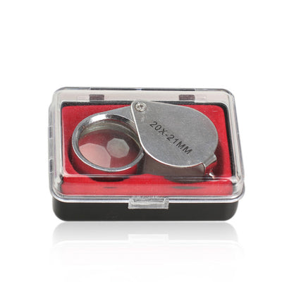 Portable 20 x 21mm Jewelry Magnifying Glass 20X Folding Magnifier Loupe for Jewelry Coins Stamps Antiques