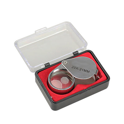 Portable 20 x 21mm Jewelry Magnifying Glass 20X Folding Magnifier Loupe for Jewelry Coins Stamps Antiques