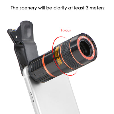New 8X Zoom Lens Telescope Telephoto Lenses Microscope Fisheye Wide Angle Macro Lens For Smartphone With Tripod Clips Monopod