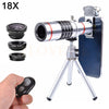 All in 1 18X Telephoto Zoom Lens Fisheye Wide Angle Macro lenses Telescope With Clip Tripod For Smartphone Cell Phone Lentes Kit