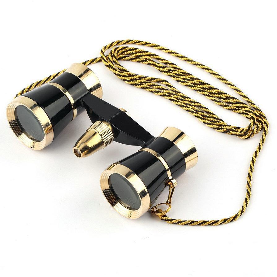 Top Exquisite Black Gold Binocular Telescope 3X25 Lady Gift Telescope Opera Theatre Binoculars Optical Opera Glasses - Sarahs Collection