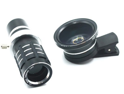 HD Phone lenses kit 12x Zoom Telephoto 0.45X Wide Angle 15X Super Macro Lens For iPhones Samsung Smartphones Clip Camera Lenses