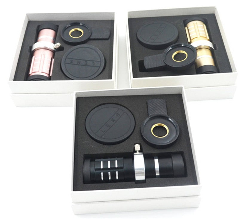 HD Phone lenses kit 12x Zoom Telephoto 0.45X Wide Angle 15X Super Macro Lens For iPhones Samsung Smartphones Clip Camera Lenses