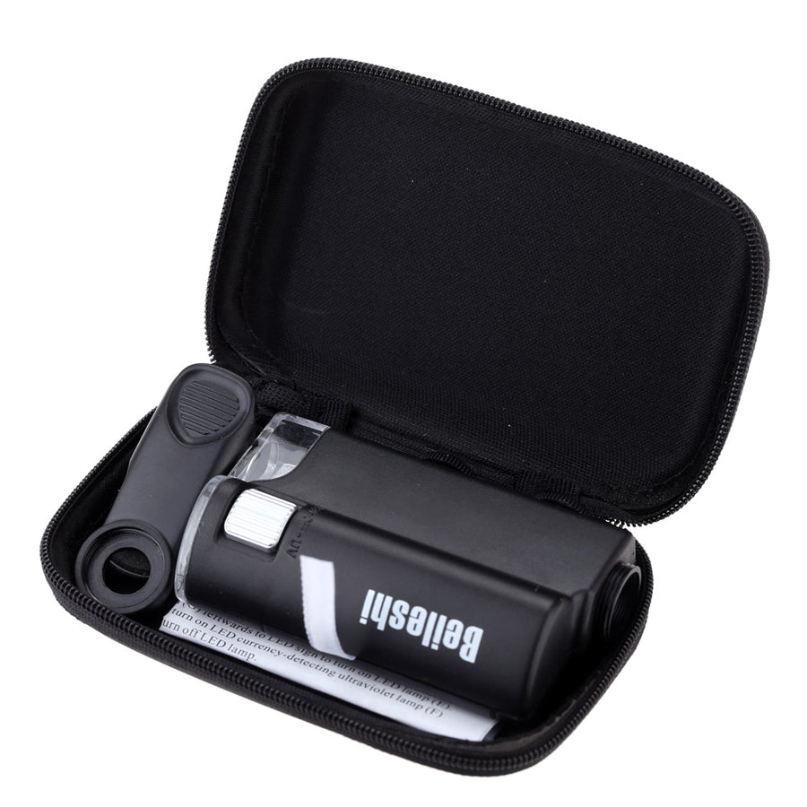 Portable Loupe Magnifier for Jewelry Gem 60-100X Multifunctional Adjustable Microscope Magnifying Tool with LED and UV Light