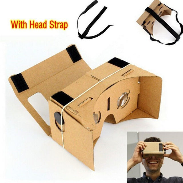 DIY Google Cardboard Virtual Reality Glasses VR Mobile Phone 3D Viewing Glasses for 5.0" Screen Or With Head Mount Strap Belt