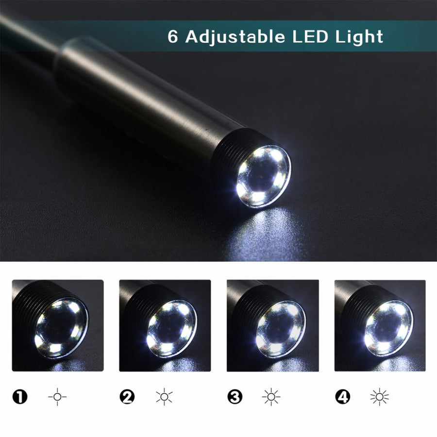 1pcs Hot 2M 7mm 6 LED USB Camcorders Waterproof Endoscope Borescope Snake Inspection Video Camera