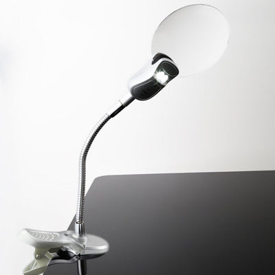 2.5x 90mm 2 LED Lamp Magnifier Clip-on Desk Table Magnifying Glass Loup Durable --M25