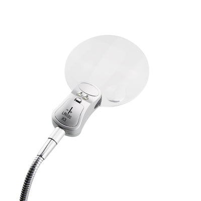 2.5x 90mm 2 LED Lamp Magnifier Clip-on Desk Table Magnifying Glass Loup Durable --M25
