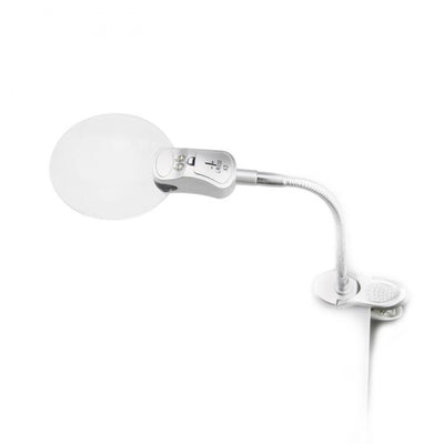 2.5x 90mm 2 LED Lamp Magnifier Clip-on Desk Table Magnifying Glass Loup Durable --M25