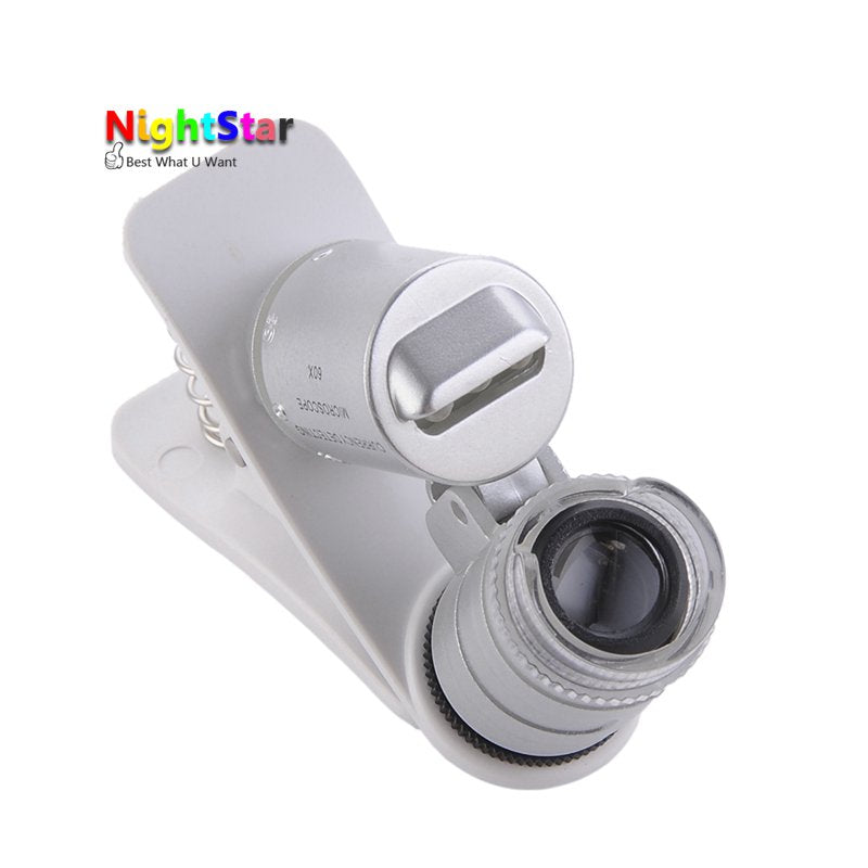 60x Zoom Universal Cell Phone Loupe Microscope Lens Magnifier Micro Camera For iPhone 6 5S 4S Samsung Holder Color Random