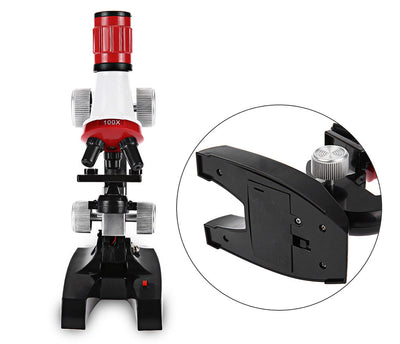 Microscope Kit Lab LED 100X-1200X Home School Educational Toy Gift Biological Microscope For Kids Child
