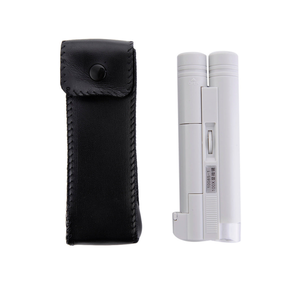 100X Portable Handheld Multifunction Zoom Lens With LED Lighted Pockets Jeweller Jewelry Gem Microscope Magnifier Loupe