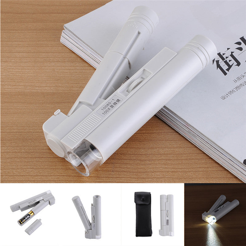100X Portable Handheld Multifunction Zoom Lens With LED Lighted Pockets Jeweller Jewelry Gem Microscope Magnifier Loupe