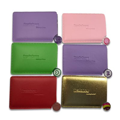 Brainbow 1piece Unbreakable Card Makeup Mirrors Shatter-Proof Pocket Mirror Compact Maquillaje Portable and Protective PU Sleeve