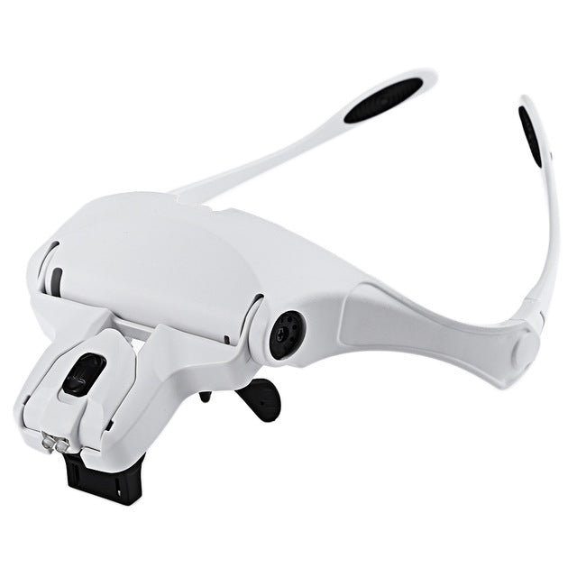 2 LEDs Headband Glasses Interchangeable Style Glass Magnifier with 1.0X / 1.5X / 2.0X / 2.5X / 3.5X Lenses Binoculars Monocular