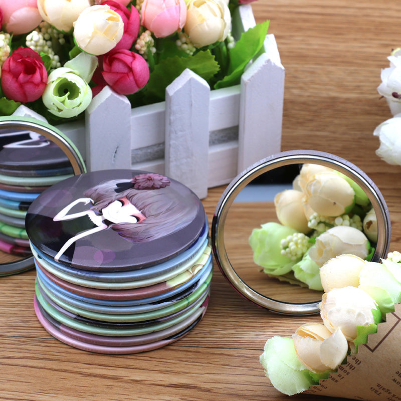 RANDOM Girl Mini Pocket Makeup Mirror Cosmetic Compact Mirrors Espelho De Maquiagem Espejos De Bolsillo