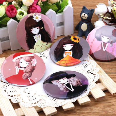 RANDOM Girl Mini Pocket Makeup Mirror Cosmetic Compact Mirrors Espelho De Maquiagem Espejos De Bolsillo