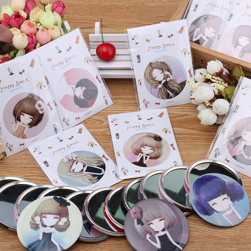 RANDOM Girl Mini Pocket Makeup Mirror Cosmetic Compact Mirrors Espelho De Maquiagem Espejos De Bolsillo