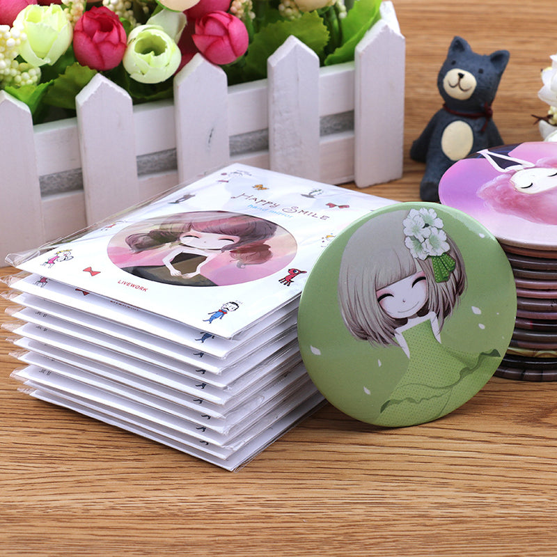 RANDOM Girl Mini Pocket Makeup Mirror Cosmetic Compact Mirrors Espelho De Maquiagem Espejos De Bolsillo