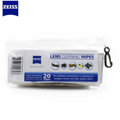 Zeiss Pre-moistened Lens Cleaning Wipes for Eyeglass Lenses Sunglasses Camera Lenses Clothes Cleaning Wipes Pack of 20ct