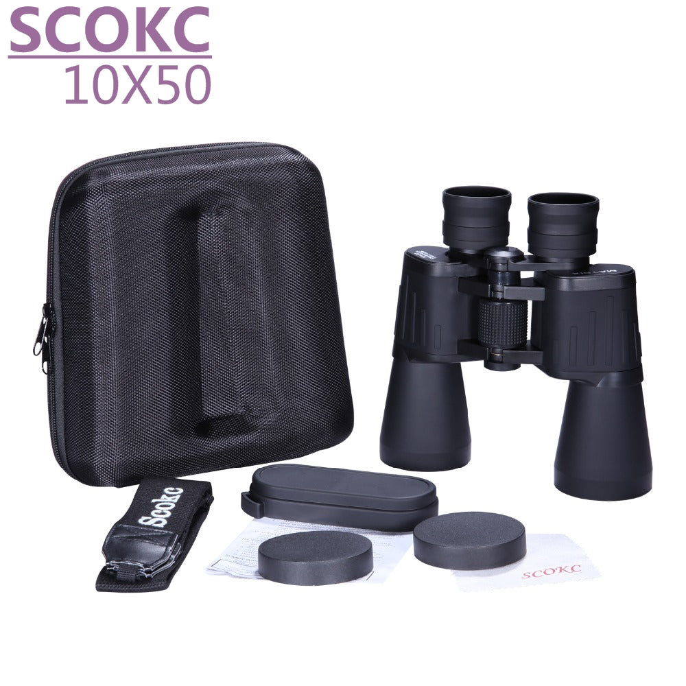 SCOKC Hd 10X50 powerful zoom Binoculars  telescope for hunting professional high quality no Infrared army binoculars