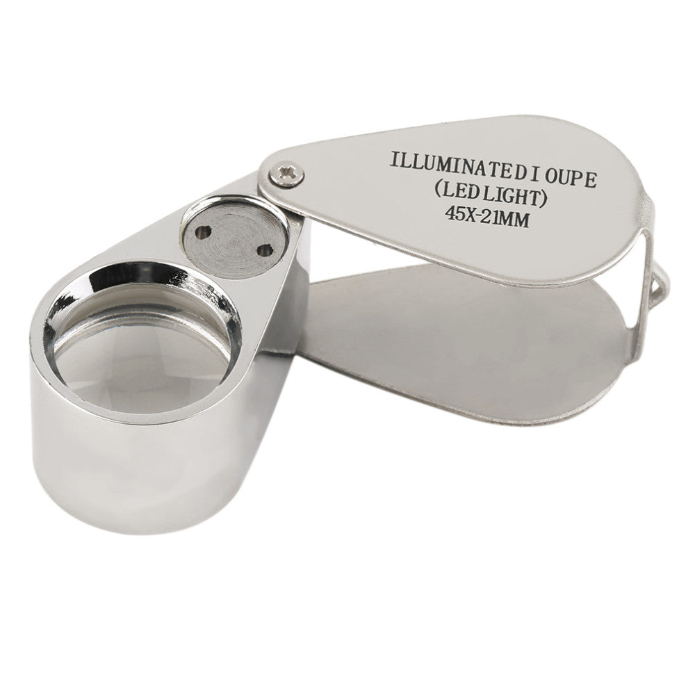 45x21mm Jewelers Eye Loupe Magnifier Magnifying Glass Rotate With LED Light  Worldwide Store