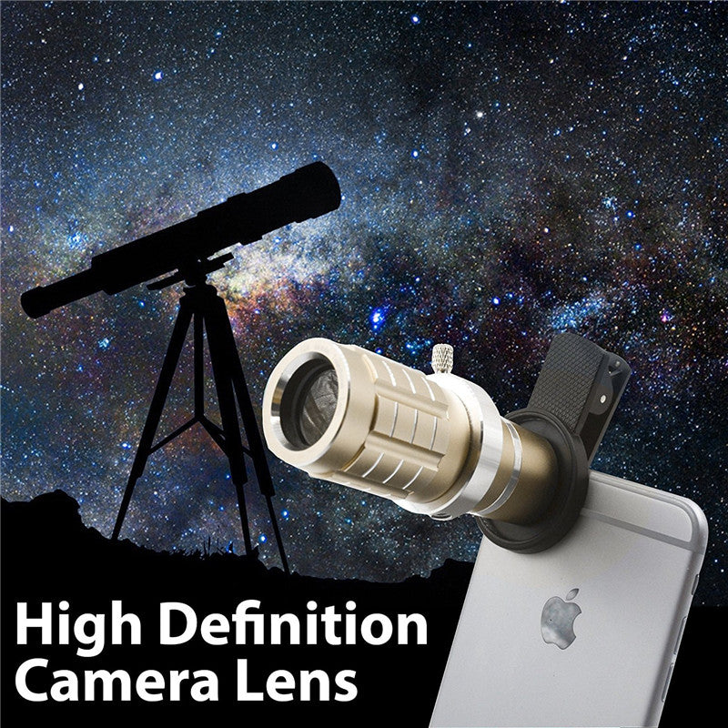 HD Phone lenses kit 12x Zoom Telephoto 0.45X Wide Angle 15X Super Macro Lens For iPhones Samsung Smartphones Clip Camera Lenses