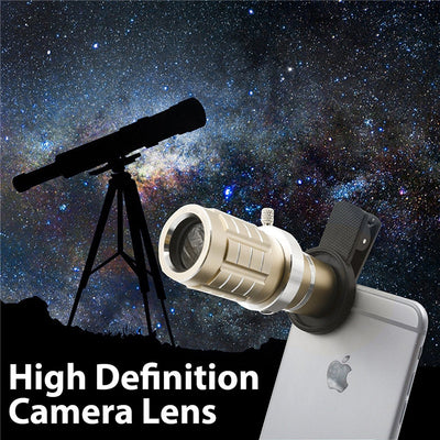 HD Phone lenses kit 12x Zoom Telephoto 0.45X Wide Angle 15X Super Macro Lens For iPhones Samsung Smartphones Clip Camera Lenses