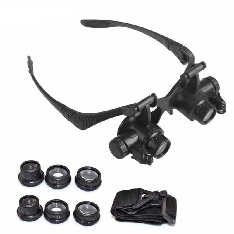 9892GJ 10X 15X 20X 25x LED Resin Lupa Magnifying Jewelry Glasses Jeweler Watch Loupe Repair Magnifier Lens Binocular Tools Use