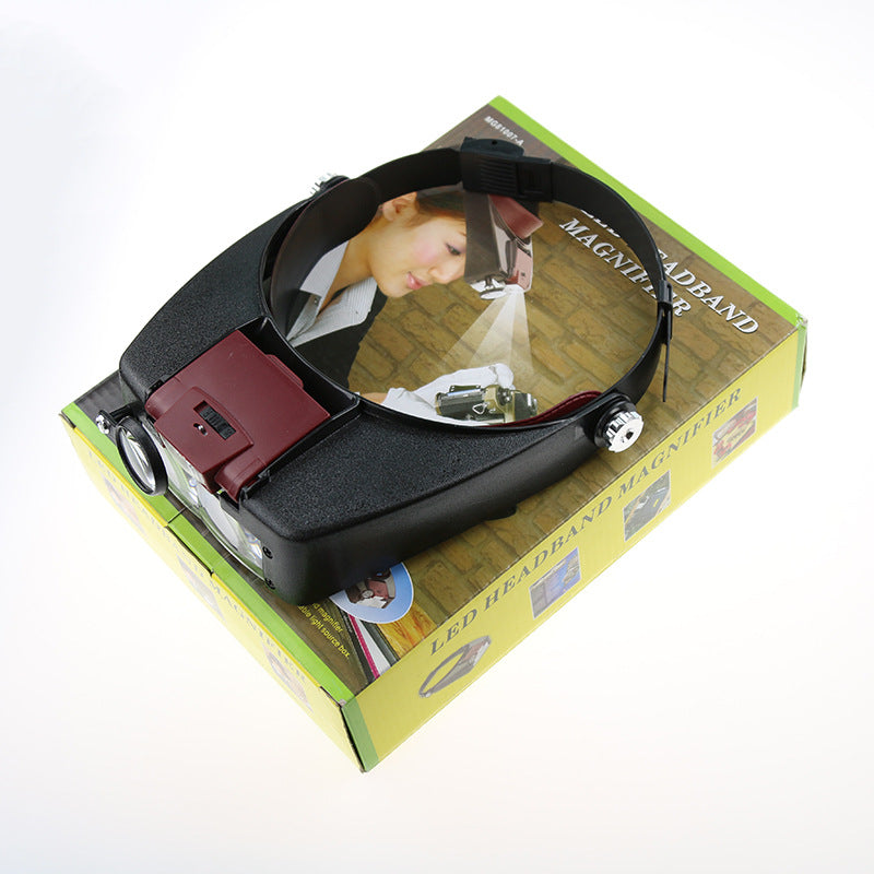 2016 Hotsale Loupe Microscope Helmet Style Magnifier Glass Magnifying Glasses Lupas Con Luz LED lights Reading or Repair Use
