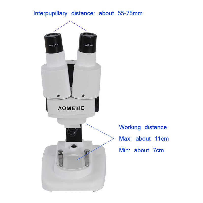AOMEKIE 20X Binocular Stereo Microscope LED PCB Soldering Tool Mobile Phone Repair Slides Mineral Watching Microscope Kids Gift