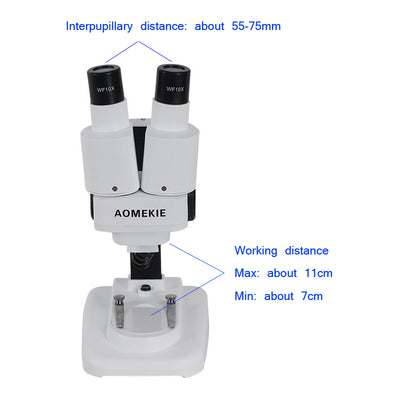 AOMEKIE 20X Binocular Stereo Microscope LED PCB Soldering Tool Mobile Phone Repair Slides Mineral Watching Microscope Kids Gift