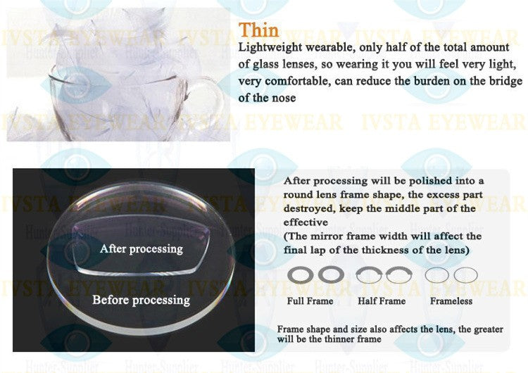 IVSTA 1.56 aspherical Customized Lense SPH 0-600 anti radiation scratch Glasses Men Women Prescription Lenses Myopia hyperopia