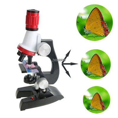 Design Microscope 100X 400X 1200X Illuminated Monocular Biological Microscope for Children Education Toy Tool 2016 New
