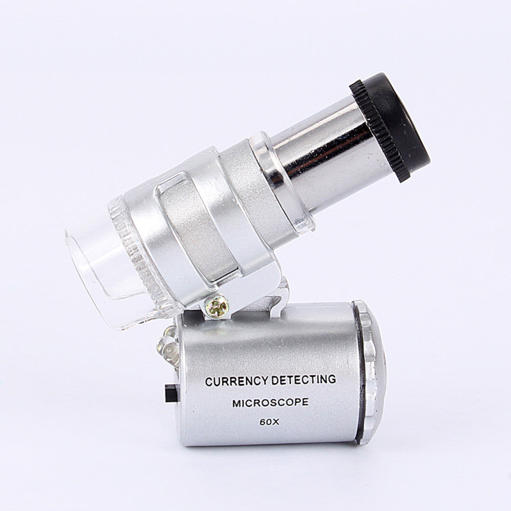 Latest Fancy 60x Handheld Mini Pocket Microscope Loupe Jeweler Magnifier With LED Light 92TV Currency Dectector Ferramentas