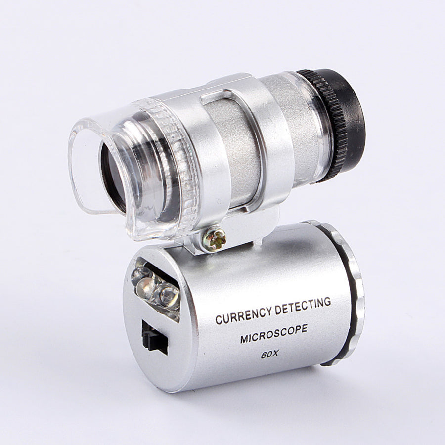 Latest Fancy 60x Handheld Mini Pocket Microscope Loupe Jeweler Magnifier With LED Light 92TV Currency Dectector Ferramentas